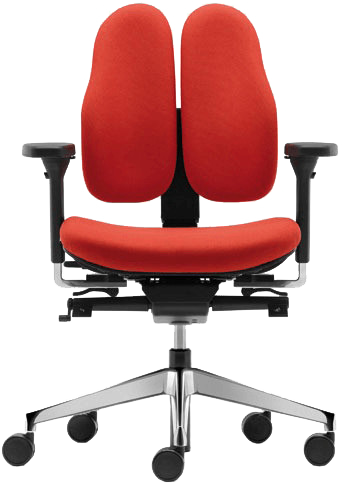 roter Bürostuhl mit geteilter Lehne